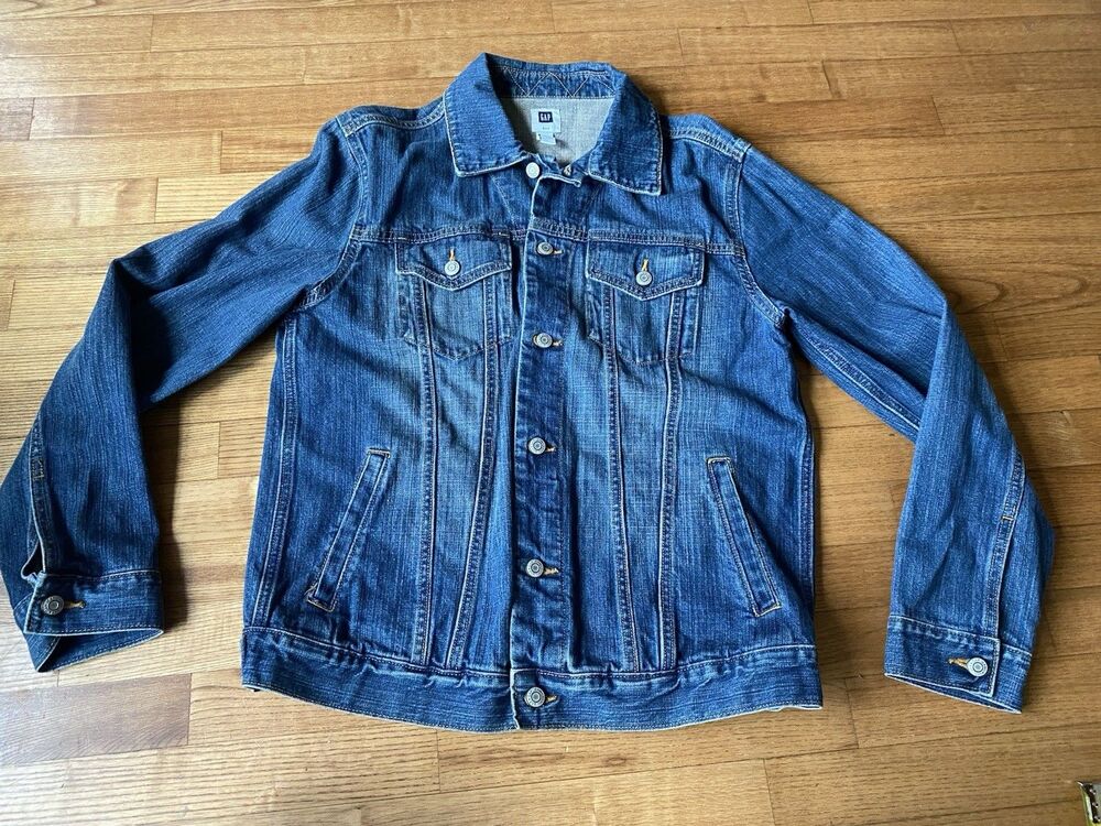 GAP Denim Jean Jacket Women's M Oversized Blue Trucker Wash VTG 90s style Casual
